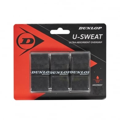 Dunlop Overgrip U Sweat 0.5mm - feuchtigkeitsabsorbierend, griffig - schwarz - 3 Stück